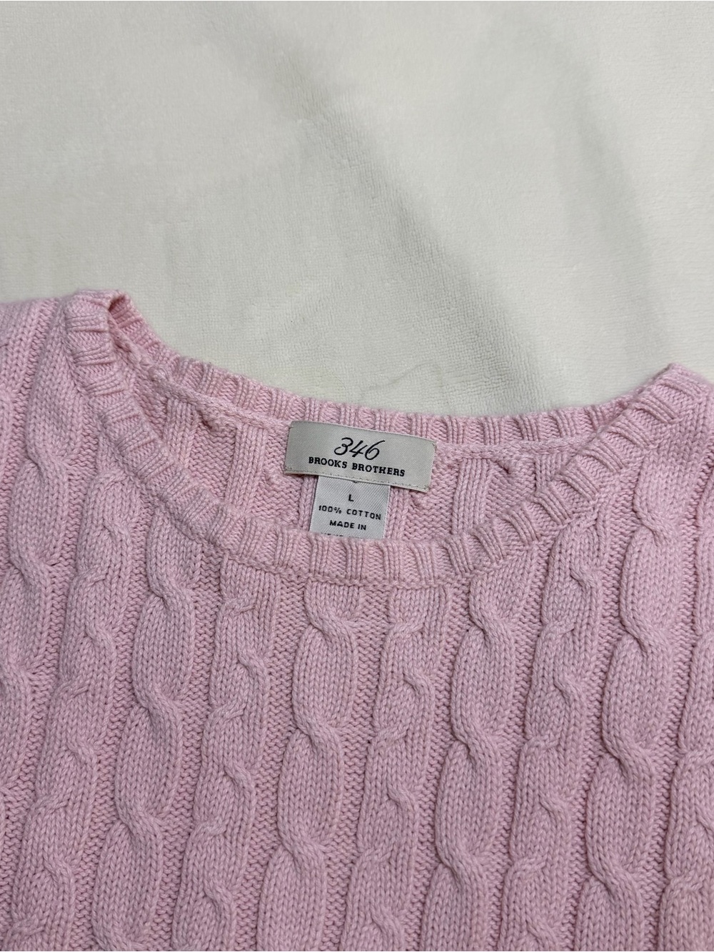 Brooks Brothers Women's Cable-Knit Crewneck Sweater - Pale Pink